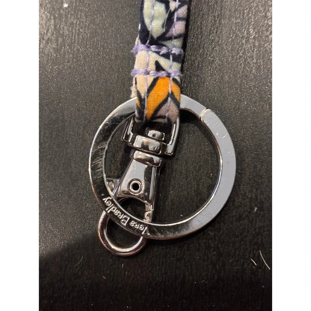 Vera Bradley Lanyard Keychain Floral Paisley Purple Orange Quilted Cotton